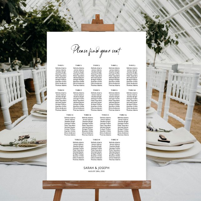 Stylish Simple 17 Table Wedding Seating Chart (Creator Uploaded)