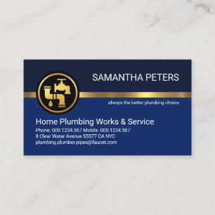 Stylish Simple Blue Plumbing Layers Business Card