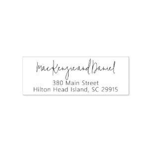Stylish Simple Couple Script Wedding Address  Self-inking Stamp