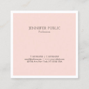 Stylish Simple Design Trendy Blush Pink Luxe Plain Square Business Card