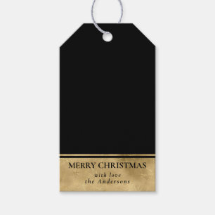 Stylish Simple Faux Gold and Black Christmas Gift Tags