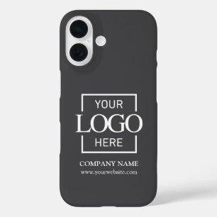 Stylish Simple Gray Business Company Logo Apple iPhone 16 Case