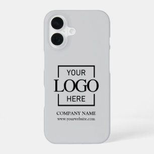 Stylish Simple Grey Business Company Logo Apple iPhone 16 Case