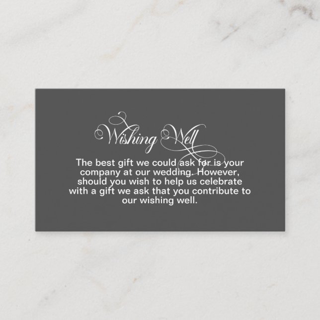 Stylish Simple Grey Wedding Wishing Well Enclosure Card (Front)