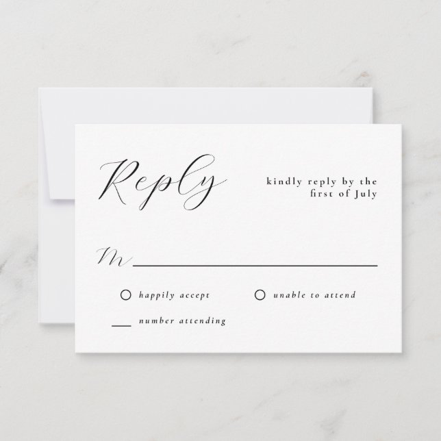 Stylish Simple Minimal Classic Wedding RSVP Card (Front)