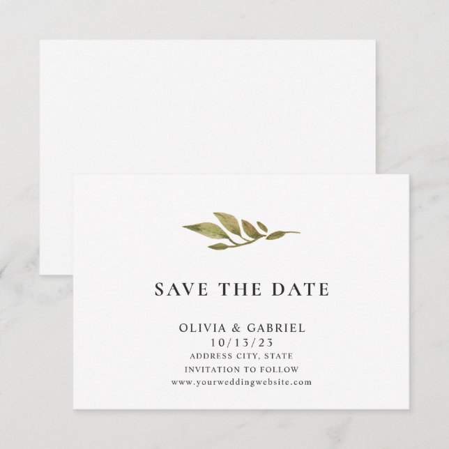 Stylish simple Minimalist Elegant Typography Save  Save The Date (Front/Back)