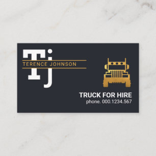 Stylish Simple Monogram Gold Lines Trucker Business Card