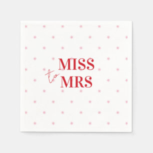 Stylish Simple Pink Red Stars Bridal Miss to Mrs Napkin
