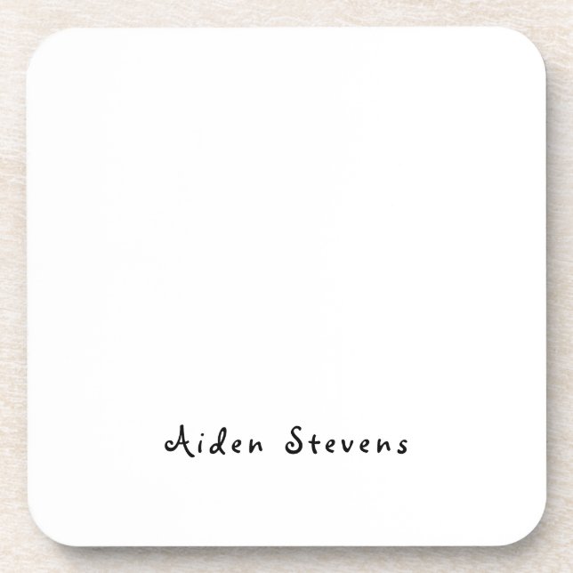 Stylish Simple Plain Black & White Minimalist Coaster (Front)