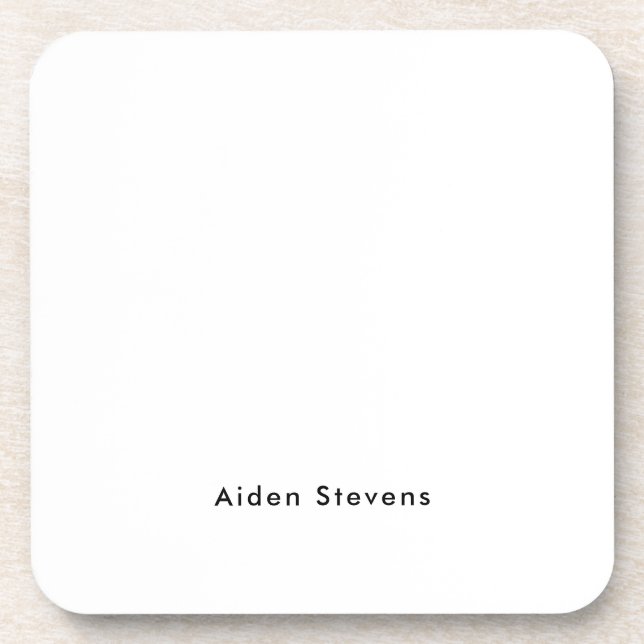 Stylish Simple Plain Black & White Minimalist Coaster (Front)