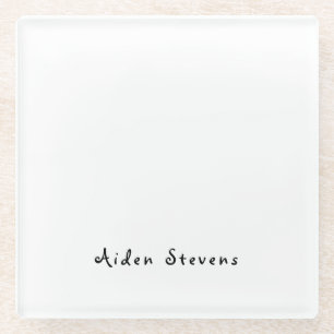 Stylish Simple Plain Black & White Minimalist Glass Coaster