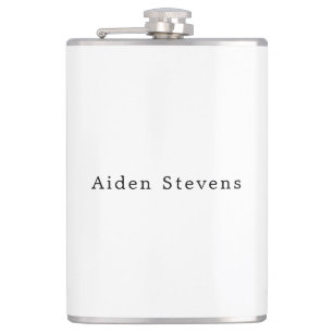 Stylish Simple Plain Black & White Minimalist Hip Flask