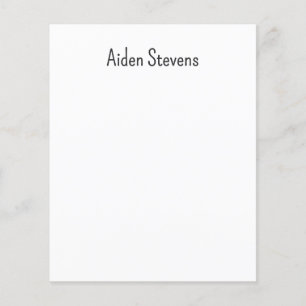 Stylish Simple Plain Black & White Minimalist Name Flyer