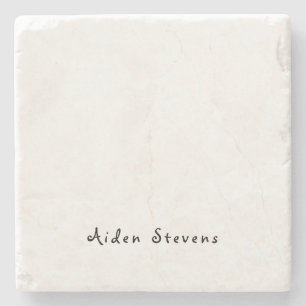 Stylish Simple Plain Black & White Minimalist Stone Coaster