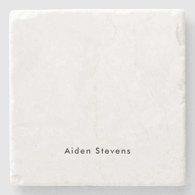 Stylish Simple Plain Black & White Minimalist Stone Coaster (Front)