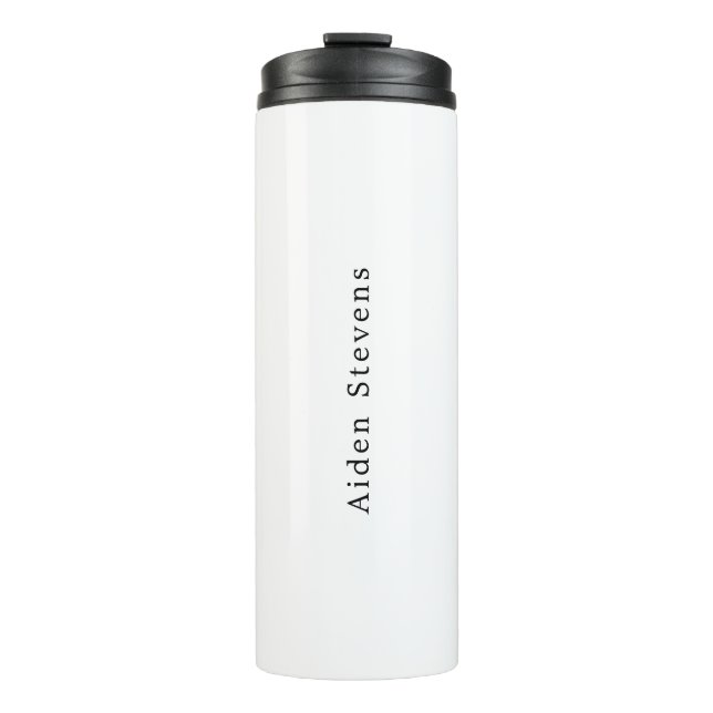 Stylish Simple Plain Black & White Minimalist Thermal Tumbler (Front)