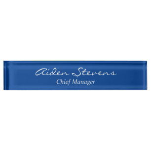 Stylish Simple Plain Deep Blue Minimalist Nameplate