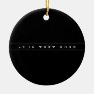 Stylish Simple Text & Thin Stripes Ceramic Ornament