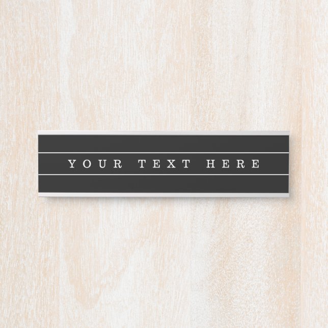 Stylish Simple Text & Thin Stripes Door Sign (Front)