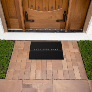 Stylish Simple Text & Thin Stripes Doormat