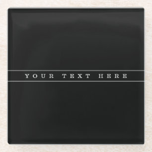 Stylish Simple Text & Thin Stripes Glass Coaster