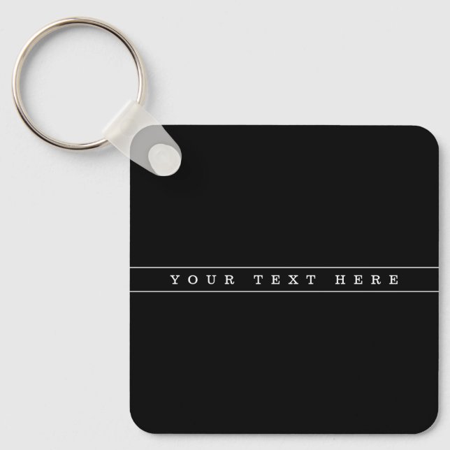 Stylish Simple Text & Thin Stripes Keychain (Front)