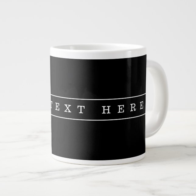Stylish Simple Text & Thin Stripes Large Coffee Mug (Front Right)