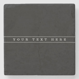 Stylish Simple Text & Thin Stripes Stone Coaster