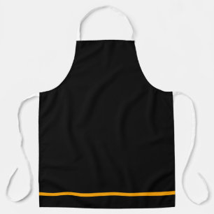 Stylish Single Golden Yellow Hem Stripe On Black Apron