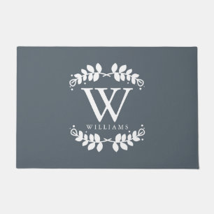 Stylish Slate Grey Family Monogram Doormat