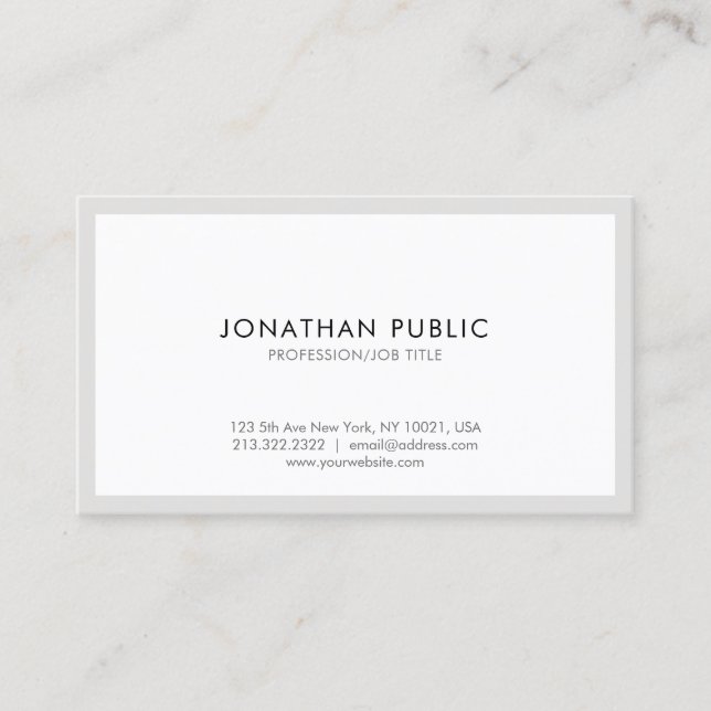 Stylish Sleek Modern Elegant Minimalist Graceful Business Card (Front)
