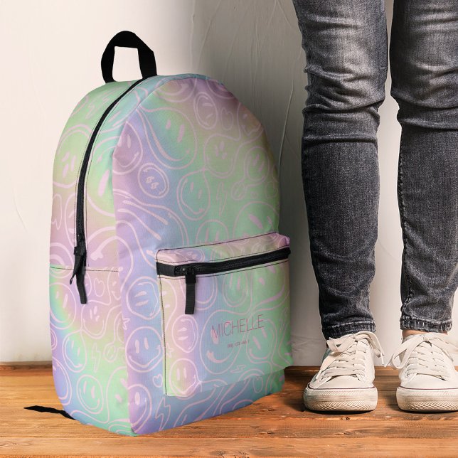 Stylish Smile Holographic Girly Pink  Printed Backpack (Stylish Smile Holographic Girly Pink Printed Backpack
)