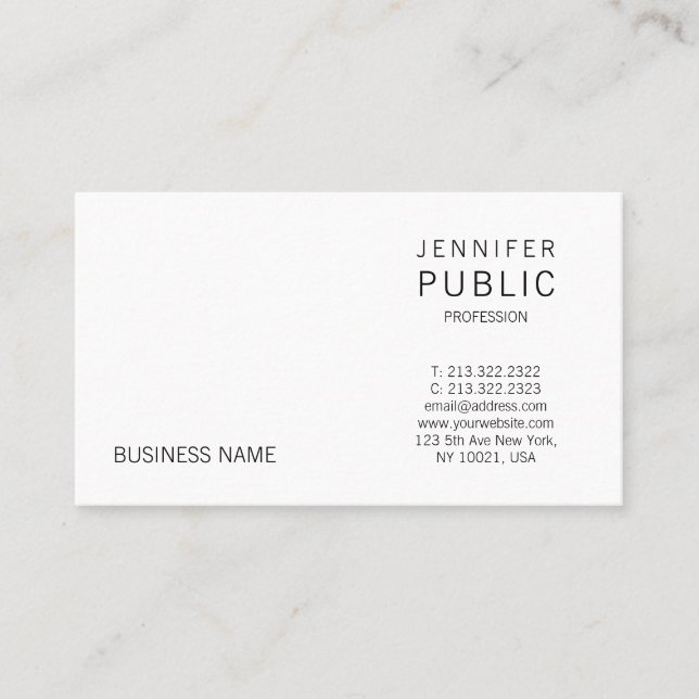 Stylish Smooth Design Minimalistic Modern Trendy Business Card (Front)