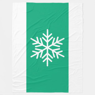 Stylish Snowflake Wide Green Blue White Stripes Fleece Blanket
