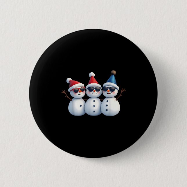 Stylish Snowmen In Winter Wonderland 3 Snowmen Fri 2 Inch Round Button (Front)
