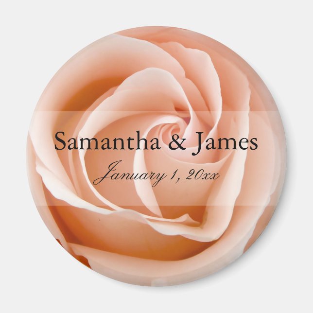 Stylish Soft Orange Rose Personal Wedding Magnet (Front)