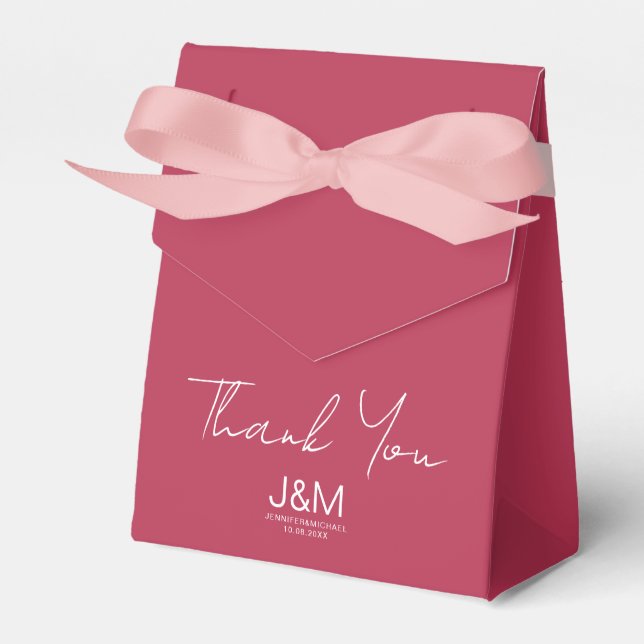 Stylish Solid Colour Viva Magenta Hand Script Favor Box (Front Side)