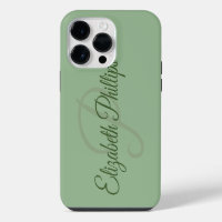 Stylish Solid Green Initial Letter Monogram