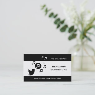 Stylish Songbird Black and White Personalized Business Card