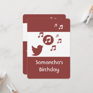 Stylish Songbird music note  Birthday Party Invitation