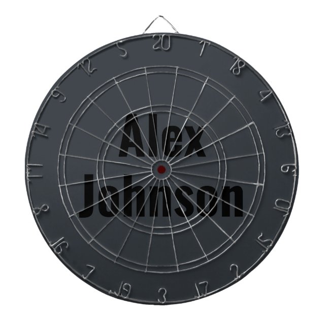 Stylish & Sophisticated Onyx Black Monogram Dartboard (Front)