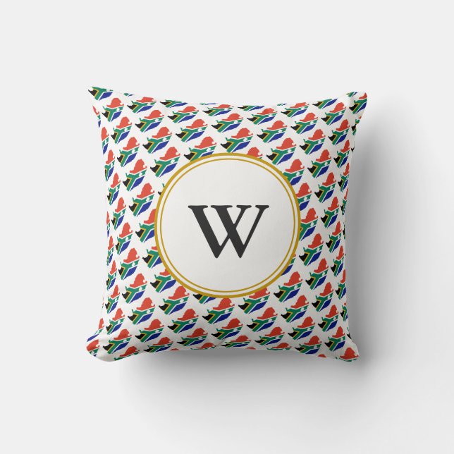 Stylish SOUTH AFRICA Blessed Nation Monogram Throw Pillow (Front)