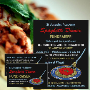 Stylish Spaghetti Dinner Fundraiser Event Business Card
