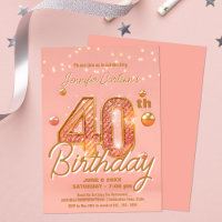Stylish Sparkling Soft Pink & Gold 40th Birthday 