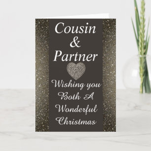 Stylish special cousin & partner Christmas card