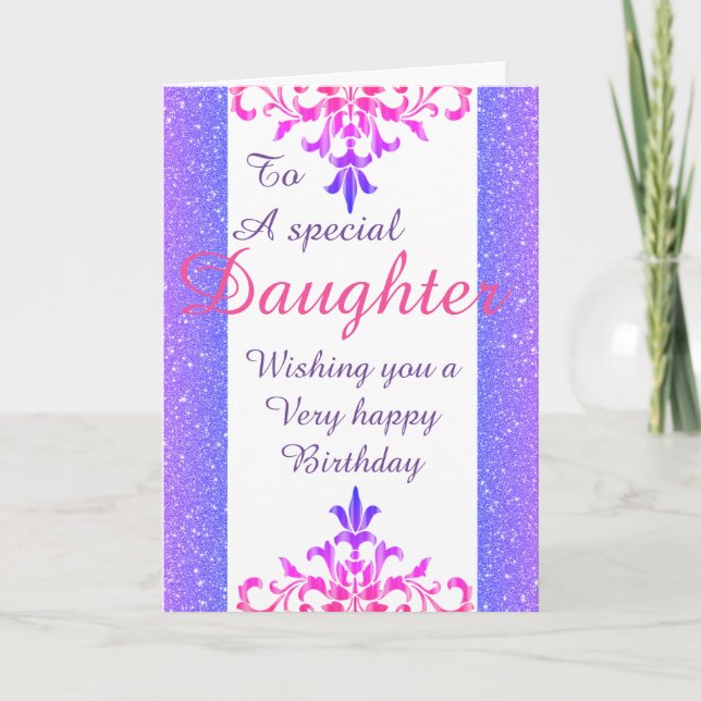 Stylish special daughter Birthday card (Front)