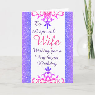 Stylish special wife Birthday card