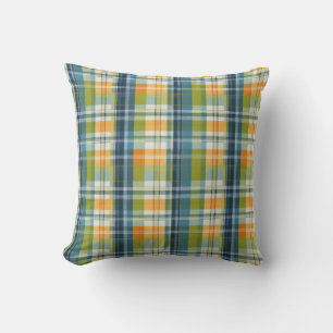 Stylish Spring Colours Check Pattern Tartan Plaid Throw Pillow