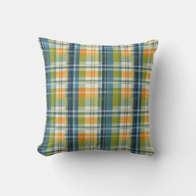 Stylish Spring Colours Check Pattern Tartan Plaid Throw Pillow (Front)