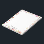Stylish Spring Floral Pattern Personalized Name Notepad<br><div class="desc">A pretty modern botanical pattern of a variety of cute flowers in lovely shades of purple,  orange,  and yellow,  personalized with your name. Contact me with any questions or requests.</div>